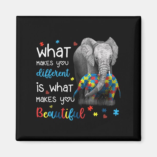 Vad gör dig annorlunda till Elephant Mamma Autism  Magnet (Framsidan)