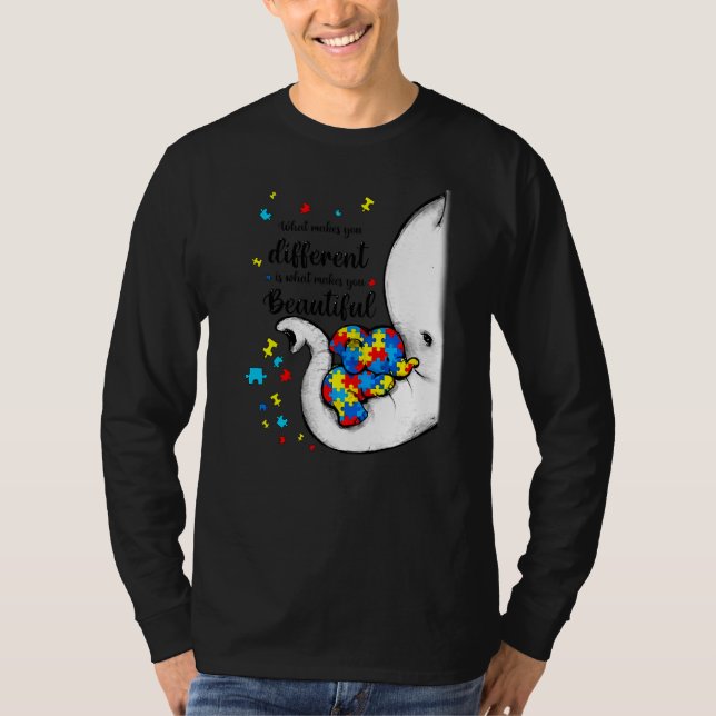 Vad gör dig annorlunda till Elephant Mamma Autism  T Shirt (Framsida)