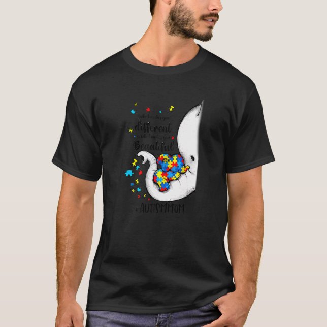 Vad gör dig annorlunda till Elephant Mamma Autism  T Shirt (Framsida)
