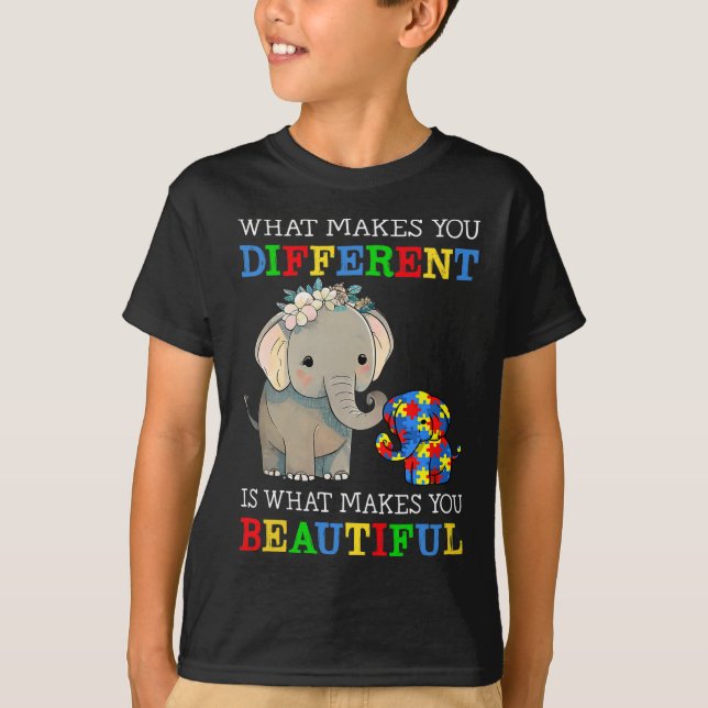 Vad gör dig annorlunda till Elephant Mamma Autism  T Shirt (Framsida)