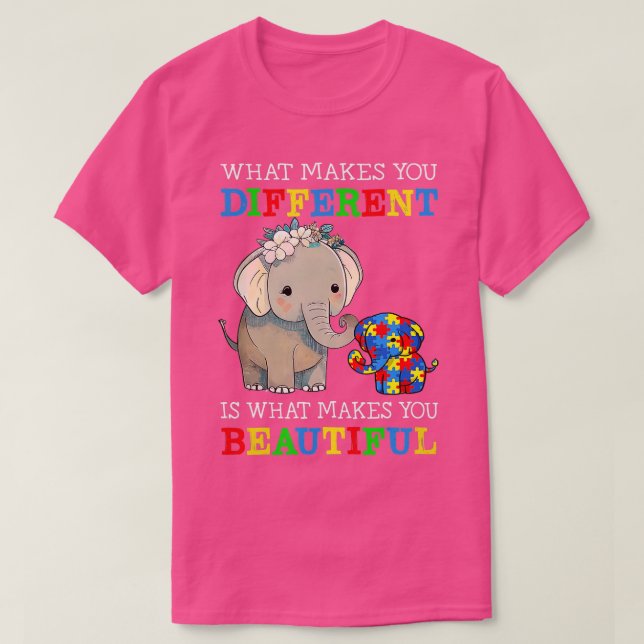 Vad gör dig annorlunda till Elephant Mamma Autism  T Shirt (Design framsida)