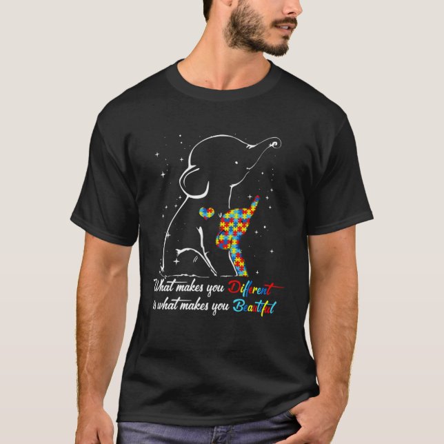 Vad gör dig annorlunda till Elephant Mamma Autism  T Shirt (Framsida)