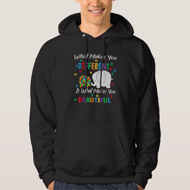 Vad Gör Olika Autism Barn Elefant Mamma Awa Hoodie (Framsida)