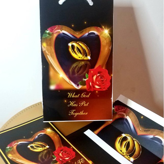 Vad Gud har bjudit in till (Guld & Black) Inbjudningar (Gift Bag With Matching Save The Date Greeting Card and Wedding Envelope.)
