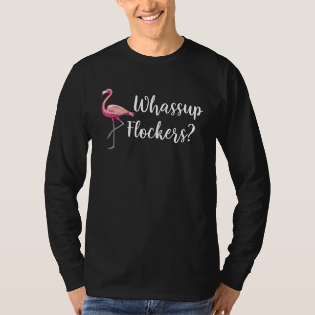 Vad händer Flockers  Rosa Flamingo Fågel T Shirt (Framsida)