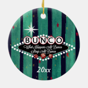Vad händer i Bunco Helgdag Rand? Julgransprydnad Keramik