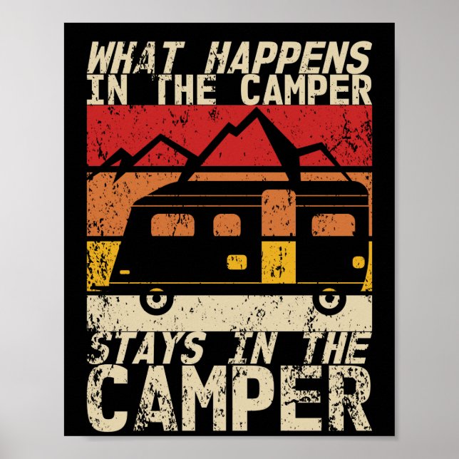 Vad händer i Camper Caravan Camping Retro? Poster (Framsidan)