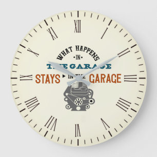 Vad händer i Garage Stays Wall Clock? Stor Klocka