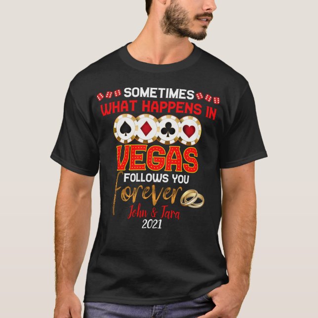 Vad händer i Vegas-årsdagen, gifta par T Shirt (Framsida)