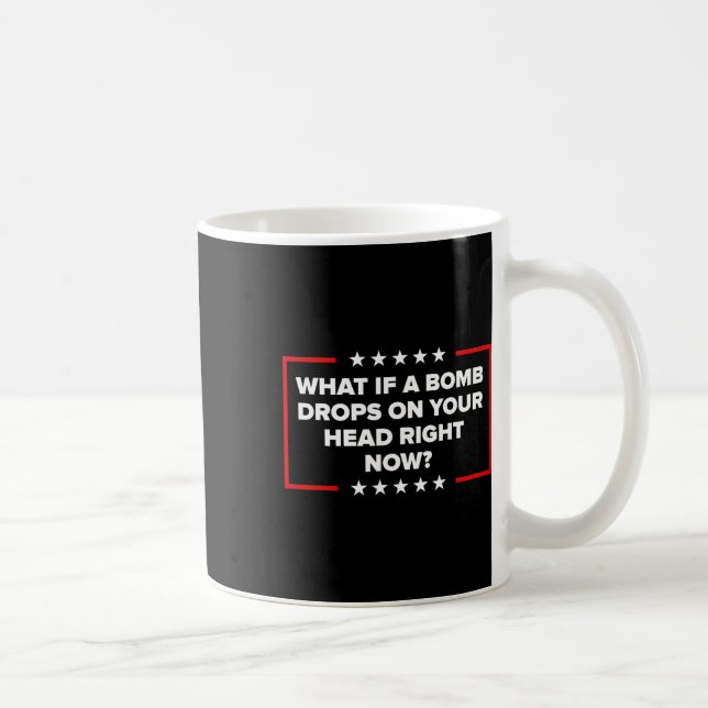 Vad händer om en bomb släpps på ditt huvud just nu kaffemugg (Höger)