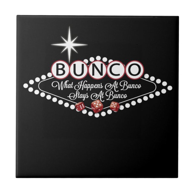 Vad händer på Bunco stag på Bunco roligt Kakelplatta (Framsidan)