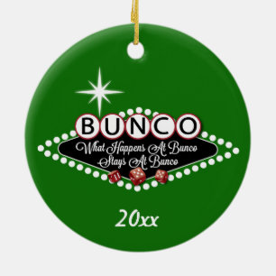 Vad händer på den Bunco rundan Julgransprydnad Keramik