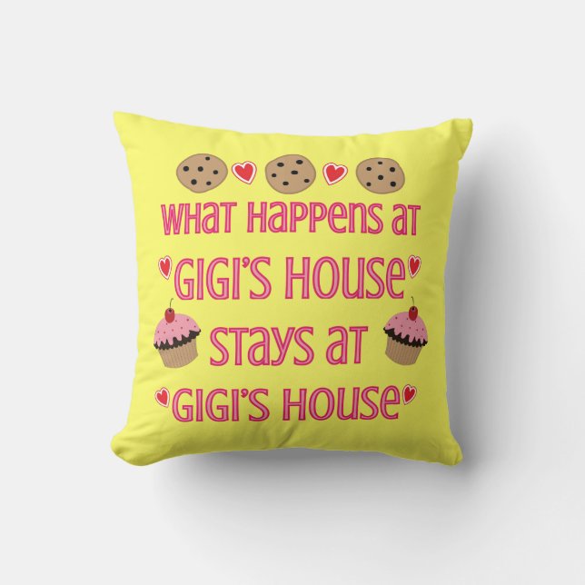 Vad händer på GiGis husdekorativ kudde (Framsida)
