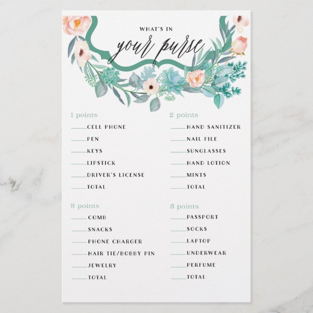 Vad Har Du I Din Handväska Bröllopsfest Blommig Br (Framsida)