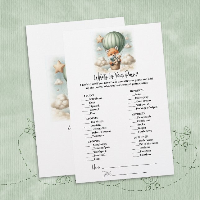 Vad Har Du I Din Handväska Rävrulle Baby Shower Sp Brevpapper (Skapare uppladdad)