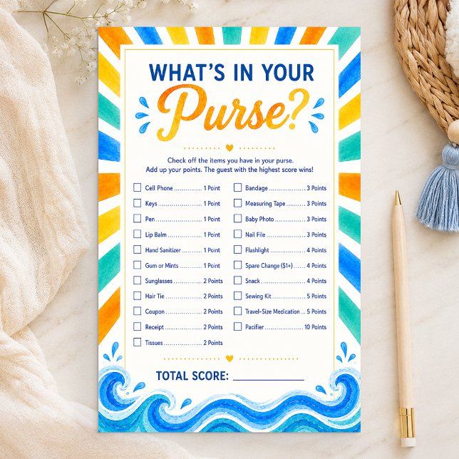 Vad Har Du I Din Handväska Sunshine Baby Shower-sp (Purse Game card)