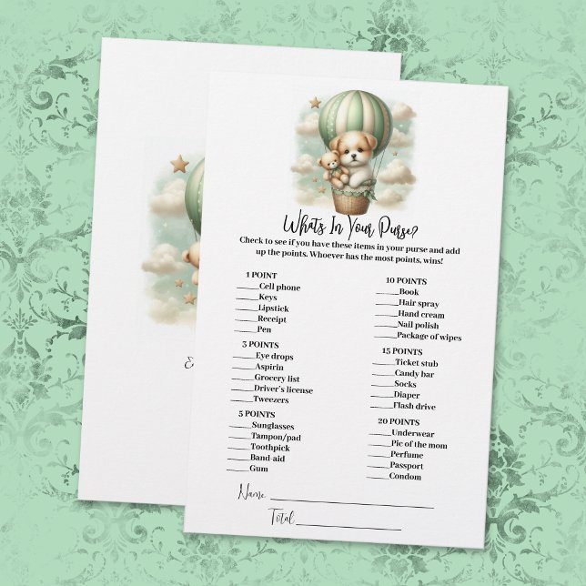 Vad Har Du I Din Handväska Valp Baby Shower Spelko Brevpapper (Skapare uppladdad)