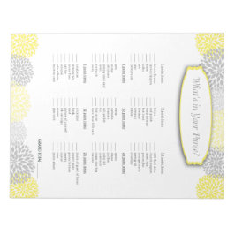 Vad har du i handväskan Gul Grå Grå Dahlia Lek Anteckningsblock