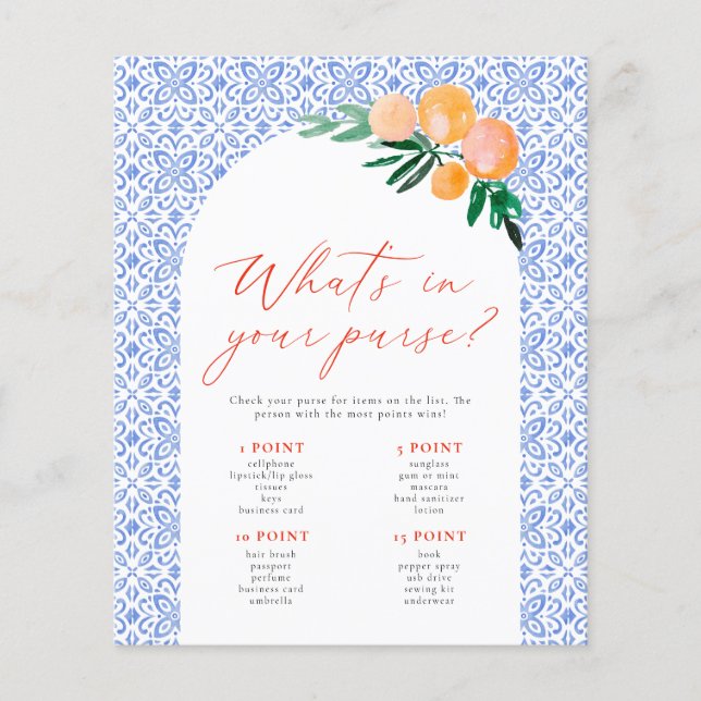 Vad har du i handväskan Spritz Bridal Shower Game (Framsida)