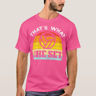 Vad Hon Sätt Volleyboll Solnedgång Sättare Flickor T Shirt