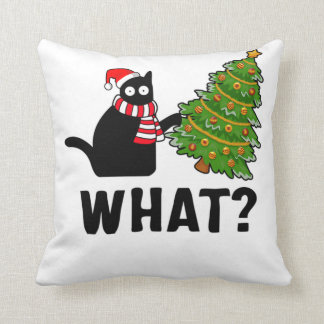 Vad Julgran Funny Black Cat Kudde