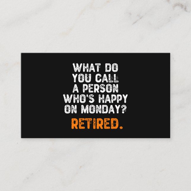 Vad kallar du en person som är Lycklig i måndags? Visitkort (Framsida)