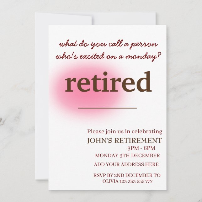 Vad kallar du en person som är upphetsad pension? inbjudningar (Framsida)