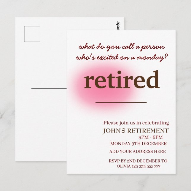 Vad kallar du en person som är upphetsad pension? vykort (Fram/baksida)