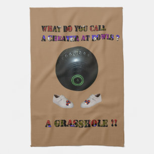 Vad kallar du en tuff på Gräsmatta Bowls? Kökshandduk