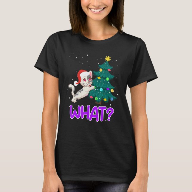 Vad katt gran träd kattunge t shirt (Framsida)