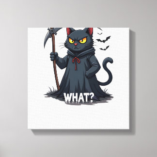 Vad Katt Svart Katt Halloween Skräck Katt Arg Katt Canvastryck