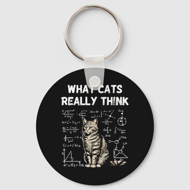 Vad katter tycker är smart katt vetenskap nerd hum nyckelring (Framsida)