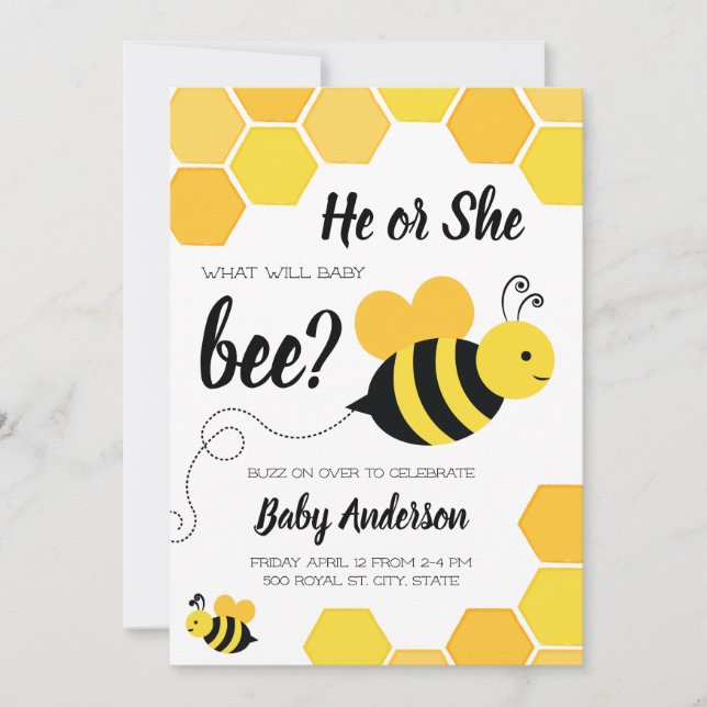 Vad kommer att hända med Baby Bee Gender? Inbjudningar (Framsida)