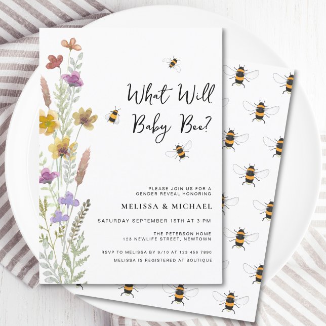 Vad kommer att hända med Genderna Baby Bee? Inbjudningar (Skapare uppladdad)