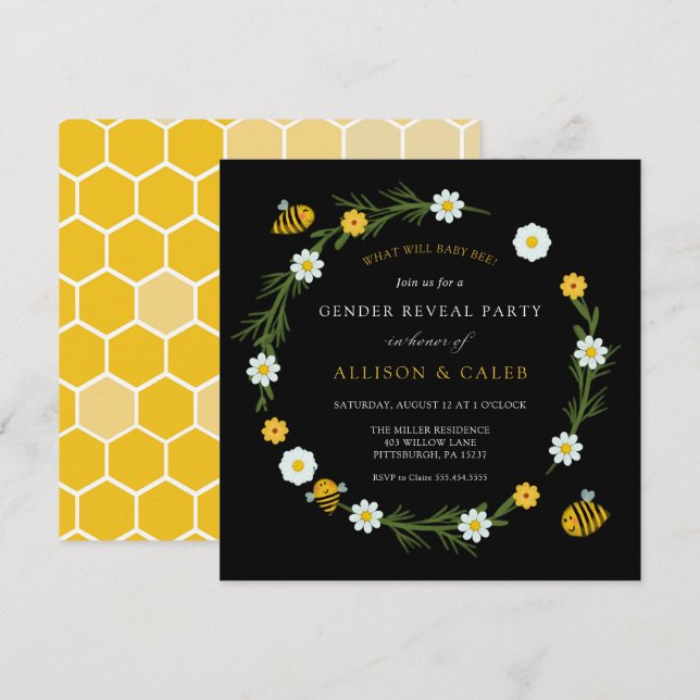 Vad kommer att hända med Genderna baby Bee? Inbjudningar (Fram/baksida)