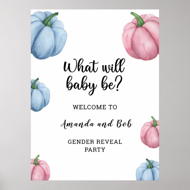 Vad kommer baby att bli gender att visa välkommen poster (Framsidan)