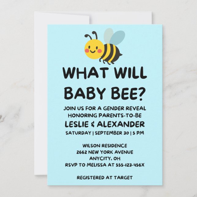 Vad kommer Baby Bee att vara för könsöppnande Inbjudningar (Framsida)