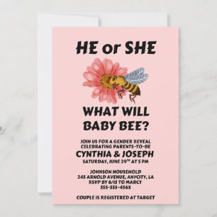 Vad kommer Baby Bee att vara för könspresenation Inbjudningar