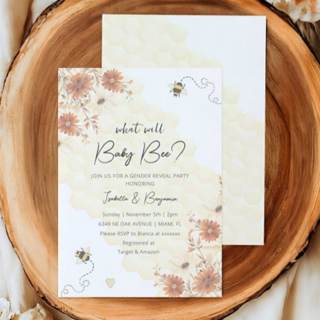 Vad kommer Baby Bee Boho WildBloms Gender Reveal? Inbjudningar (Skapare uppladdad)