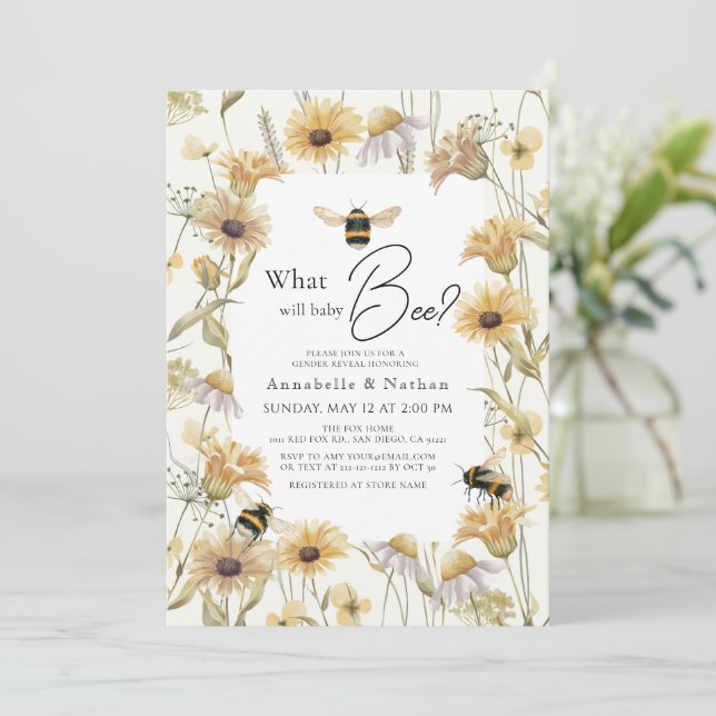 Vad kommer baby Bee Chamomile Gender Reveal? Inbjudningar (Stående Fram)