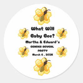 Vad kommer Baby Bee gender att visa party? Runt Klistermärke