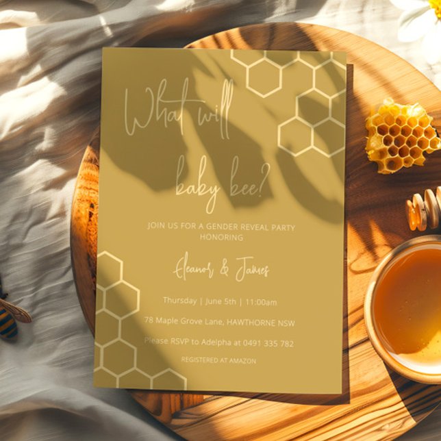 Vad kommer Baby Bee Honeycomb Gender Reveal? Inbjudningar (Skapare uppladdad)