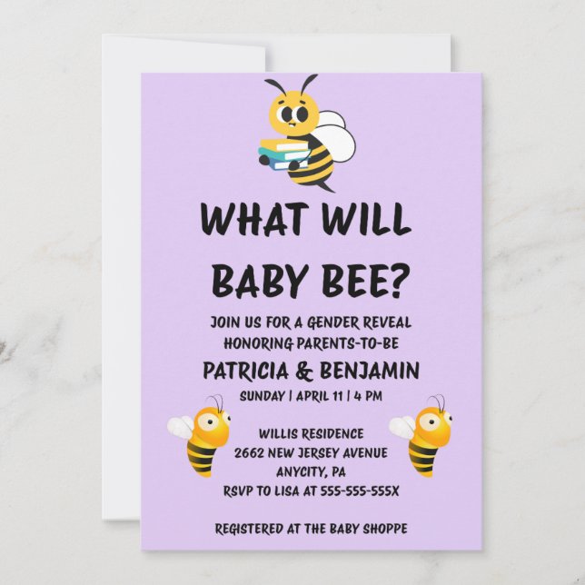 Vad kommer Baby Bee könsbestämning att avslöja Inbjudningar (Framsida)