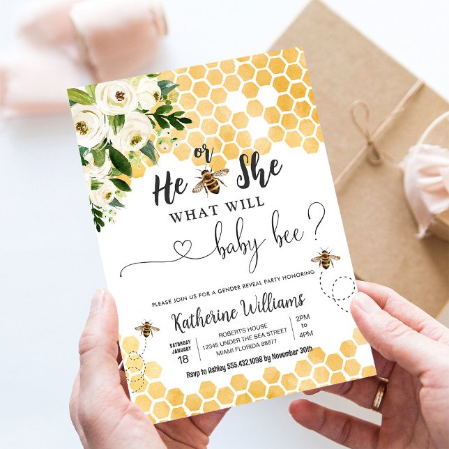 Vad kommer lilla bin Honungsbin Baby Shower Inbjudningar (Skapare uppladdad)