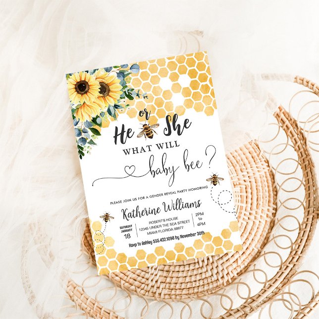 Vad kommer lilla bin Honungsbin Bebisshower Inbjudningar (Skapare uppladdad)