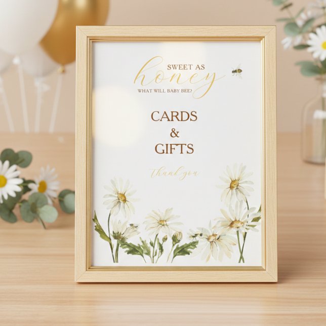Vad kommer lilla binas kön att vara för bordsskylt poster (Sweet As Honey Gender Reveal Tabletop Sign)