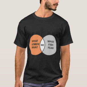 Vad kvinnor vill ha Vad fiskar fruktar Venn-diagra T Shirt