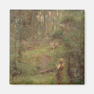 Vad liten flicka sågar i Bush, 1904 Magnet