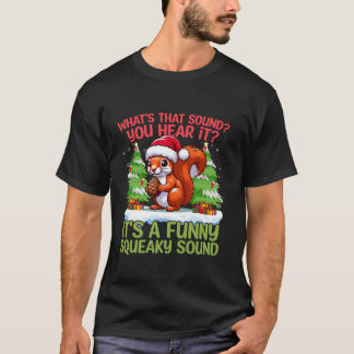Vad Ljud-akorn Santa Hat Squirrel Träd Snö T Shirt
