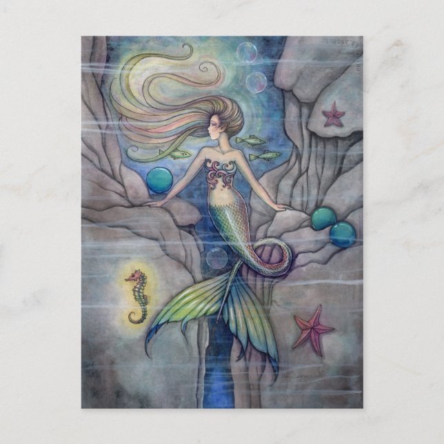 Vad Ljuger under Sjöjungfru och vykort för sjöhäst (Framsida)